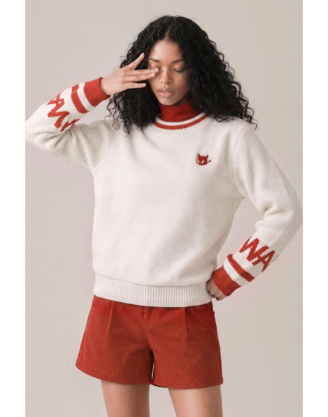 왁 [WAAC] Women Knit Sleeve Hybrid Sweatshirt WWTBW26705IVX 착용컷