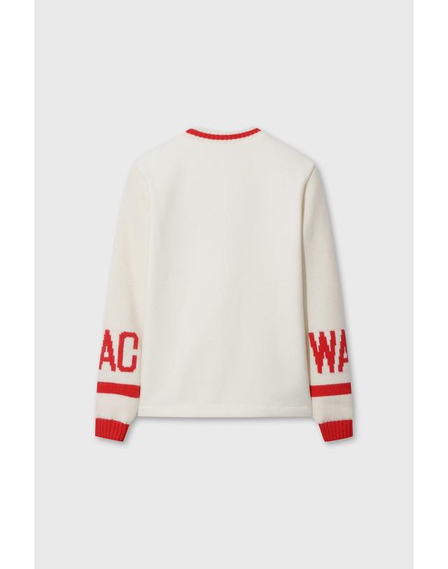왁 [WAAC] Women Knit Sleeve Hybrid Sweatshirt WWTBW26705IVX 착용컷