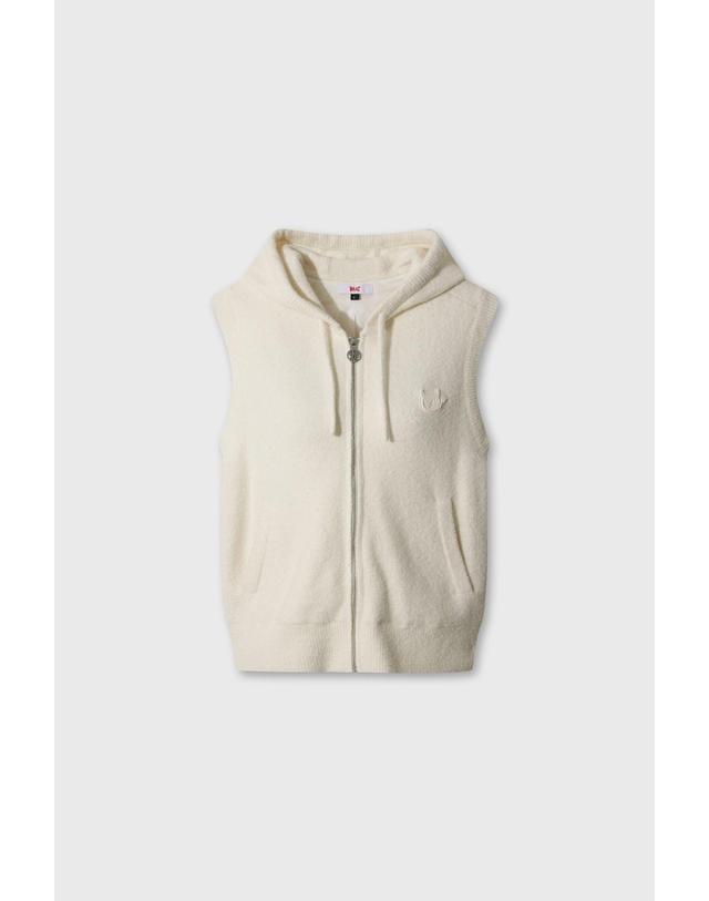 왁 [WAAC] Women Pluffy Hooded Knit Vest (Set-up) WWWAW26702IVX 착용컷