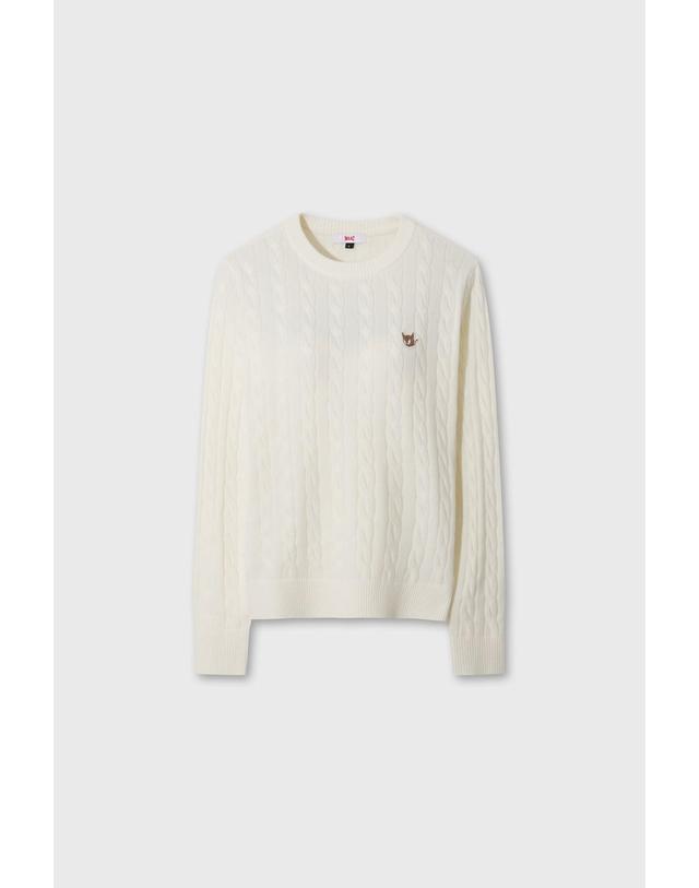 왁 [WAAC] Women Cashmere Blended Cable Knit Sweater WWWAW26700IVX 착용컷