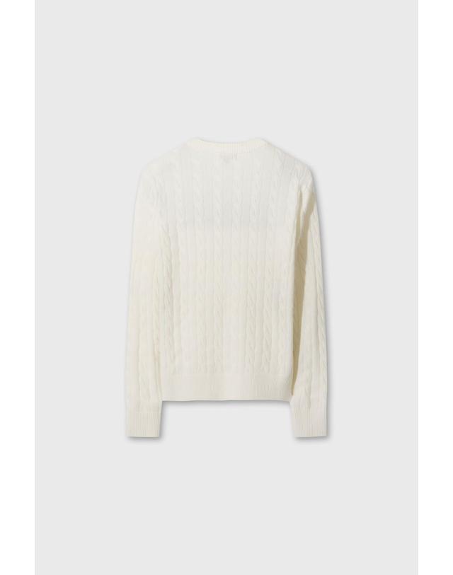 왁 [WAAC] Women Cashmere Blended Cable Knit Sweater WWWAW26700IVX 착용컷
