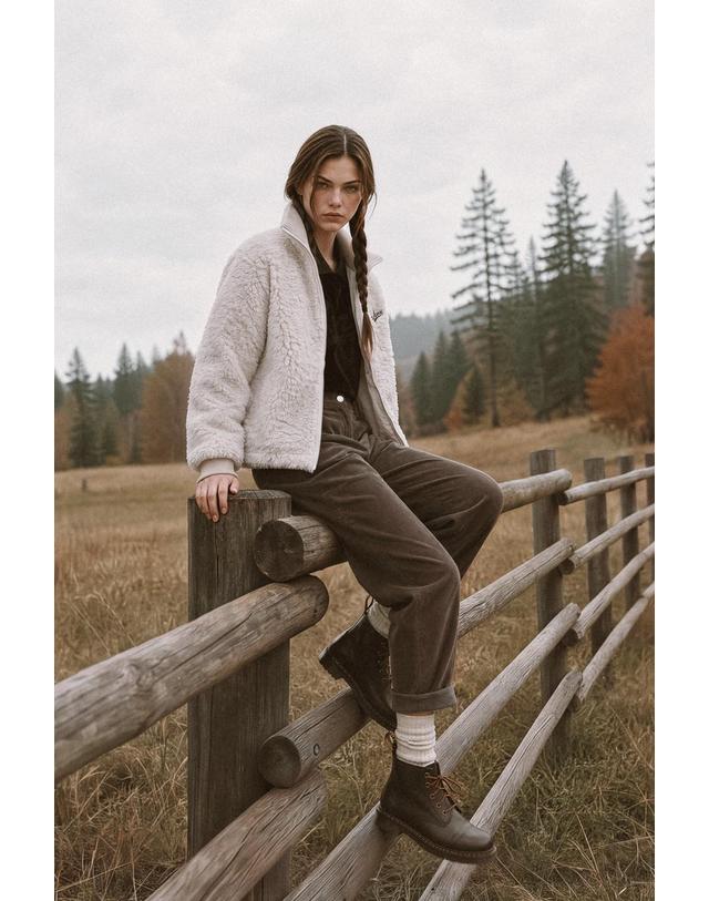 왁 [WAAC] [WAAC X JONES] Womens Fleece Jacket WWUAW26770IVX 착용컷