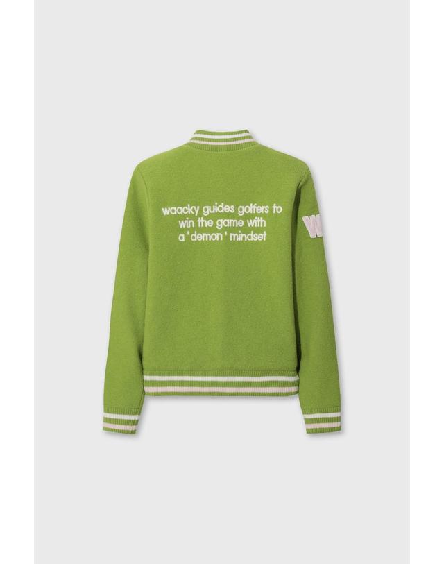 왁 [WAAC] Women Wool Knit Varsity Jacket WWWAW26711GRX 착용컷