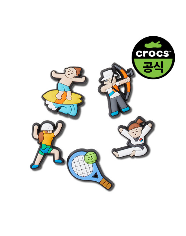 크록스 키즈 지비츠 TRADITIONALKOREASPORTS5PACK 착용컷