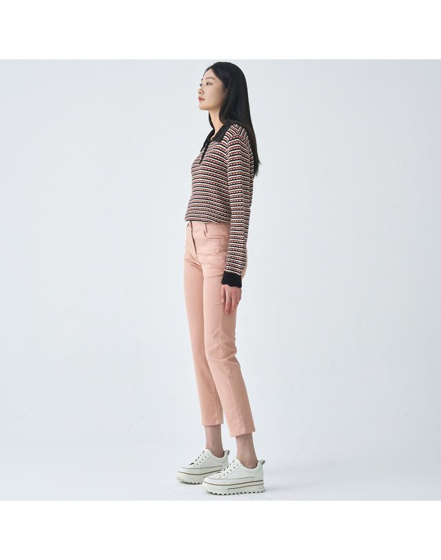 지센 여성 [에센셜] 슬림핏 컬러 데님팬츠 LCPTO271_PK 착용컷