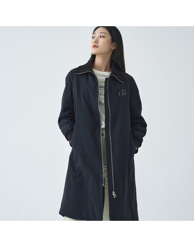 지센 [24SS] 여성 신클라우드 니트카라 롱 점퍼형 코트 LCCAO122_BK 착용컷