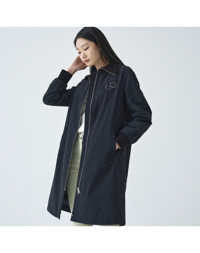 지센 [24SS] 여성 신클라우드 니트카라 롱 점퍼형 코트 LCCAO122_BK 착용컷