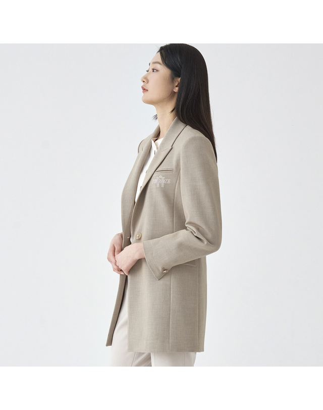 지센 폴리스판 테일러드 롱 자켓 LFJKO291_BE 착용컷