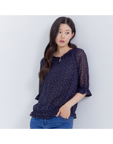 (2컬러) 피어로즈 도트 블루종 블라우스 LFWSP893