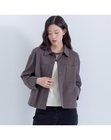 (2컬러) 피어로즈 스웨이드 셔츠형 자켓 LCJKP991