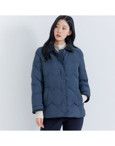 (2컬러) 코듀로이 카라 중기장 경량 덕다운 LCLWPA31