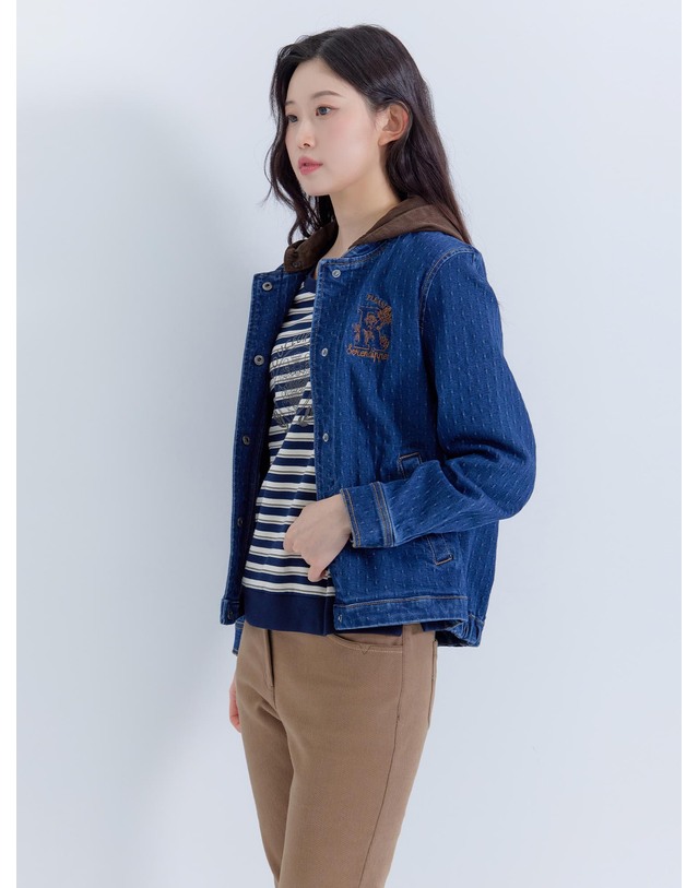 지센 데님 코듀로이 후드 블루종 자켓 LCJKP924_IN 착용컷