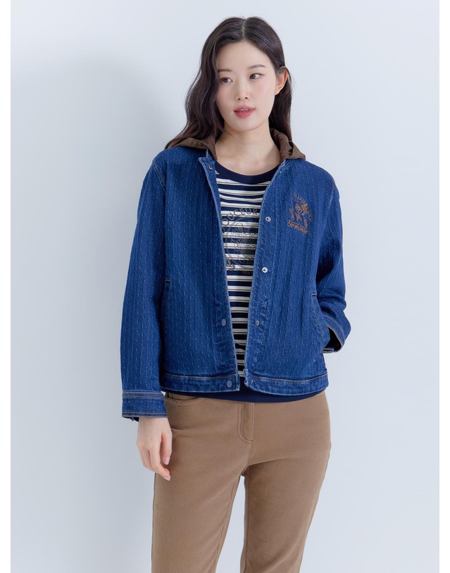 지센 데님 코듀로이 후드 블루종 자켓 LCJKP924_IN 착용컷