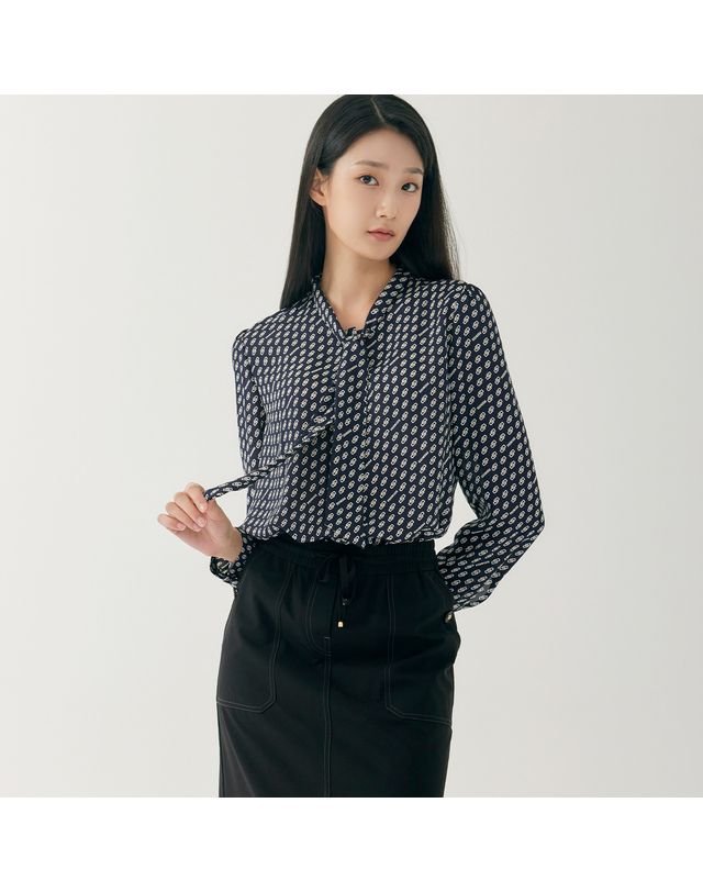 지센 (2컬러) 피어로즈 도트 타이 블루종 셔츠 LFWSO993 착용컷