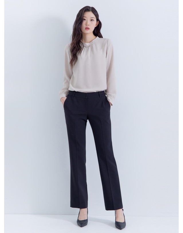 지센 피어로즈 부츠컷 정장셋업 바지 LFFPP991_BK 착용컷