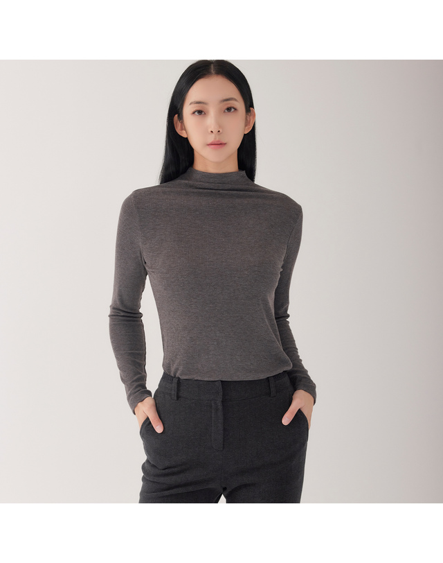 지센 (3컬러) 에센셜 레이온 골지 터틀넥 티셔츠 LCTSO972 착용컷