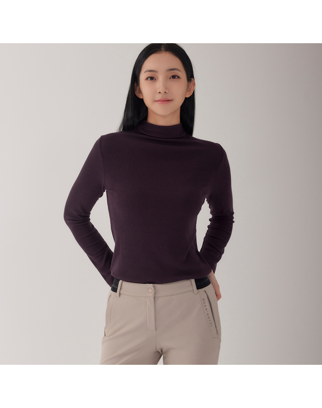 지센 (3컬러) 에센셜 레이온 골지 터틀넥 티셔츠 LCTSO972 착용컷