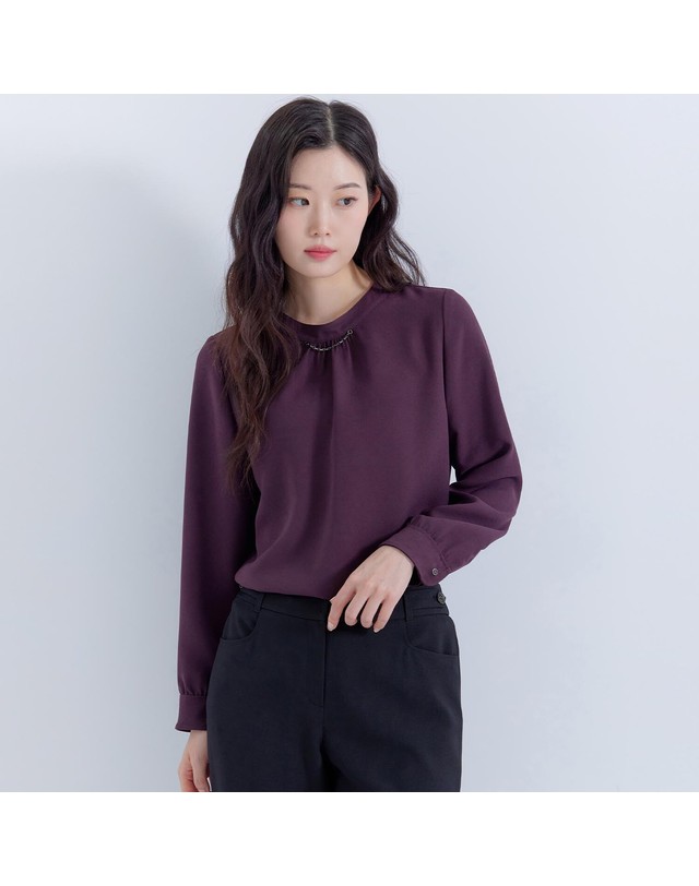 지센 (2컬러) 밴드넥 블라우스 LFWSP902 착용컷