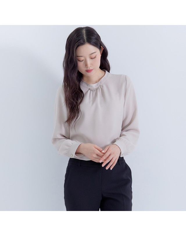 지센 (2컬러) 밴드넥 블라우스 LFWSP902 착용컷