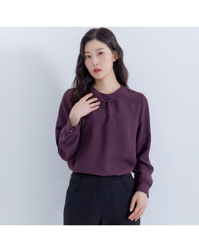 지센 (2컬러) 밴드넥 블라우스 LFWSP902 착용컷