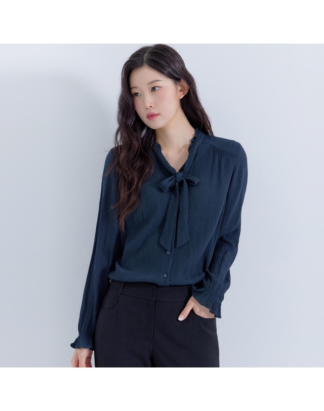 지센 (2컬러) 피어로즈 타이 블라우스 LFWSP993 착용컷