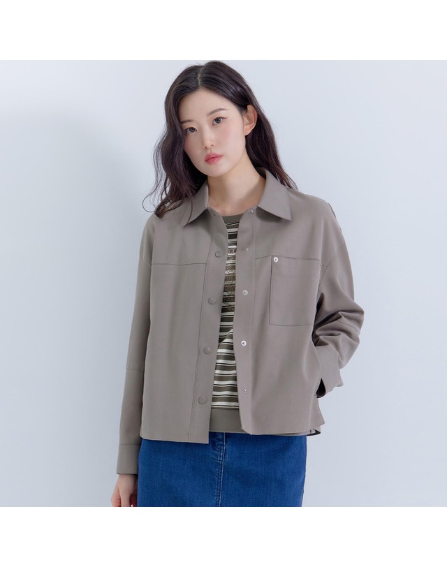 지센 (2컬러) 피어로즈 스웨이드 셔츠형 자켓 LCJKP991 착용컷