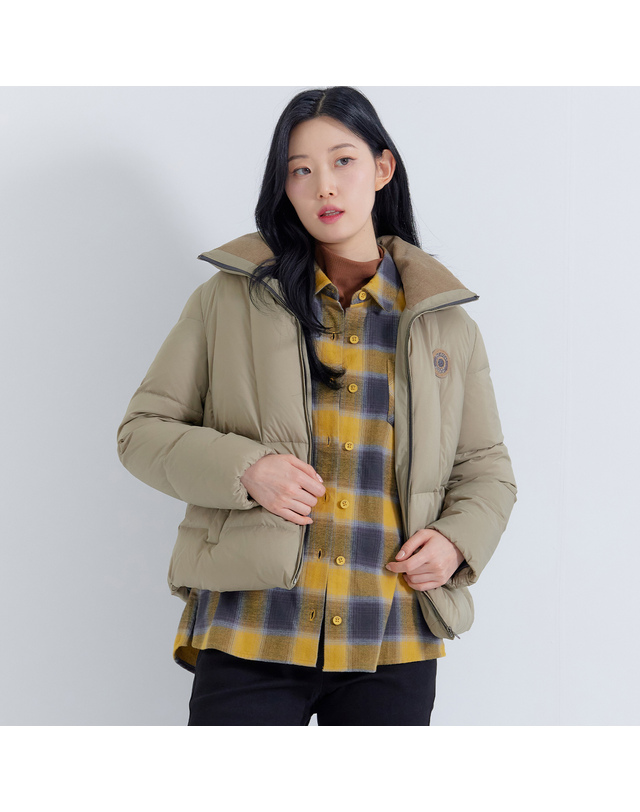 지센 (2컬러) 코듀로이 카라 경량 덕다운 LCLWPA28 착용컷