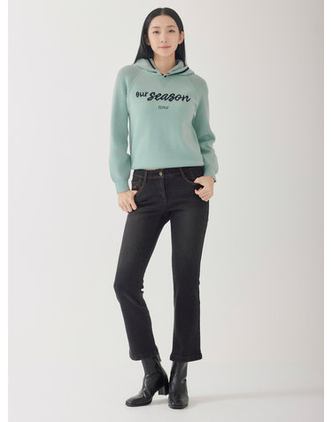 [FIT-SHEN] 포켓 자수 기모 부츠컷 데님팬츠 LCDPOA22_BK
