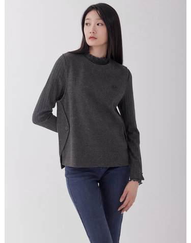 사이드 단추 장식 라운드 베스트 LCTSOA25_DG