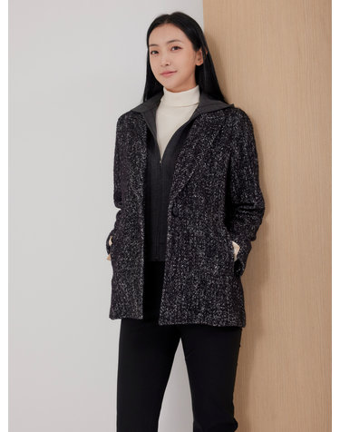 부클 알파카 져지후드 반코트 LCLCOA21_BK