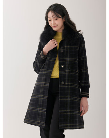 폭스퍼카라 울 블렌디드 롱 코트 LCLCOB21_BK