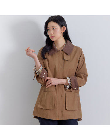 [26SS] 여성 탈착 코듀로이 카라 중기장 워크 자켓 LCCAQ223_CA