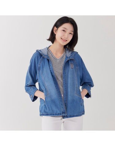 데님 후드 레글런 코트 LCCAP331_BL