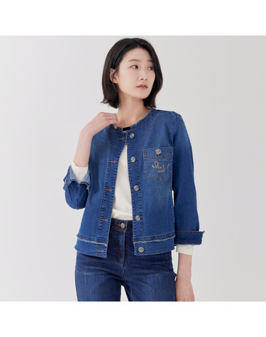 버튼업 라운드 데님자켓 LCJKP222_BL