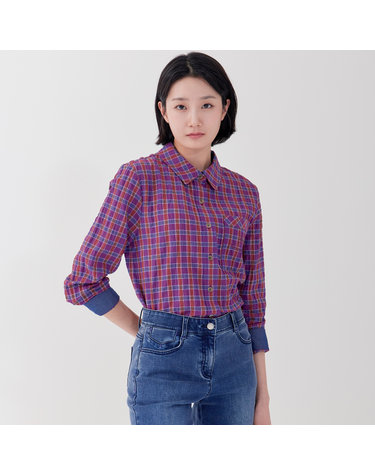 체크 청배색 셔츠 LCWSP222_PP