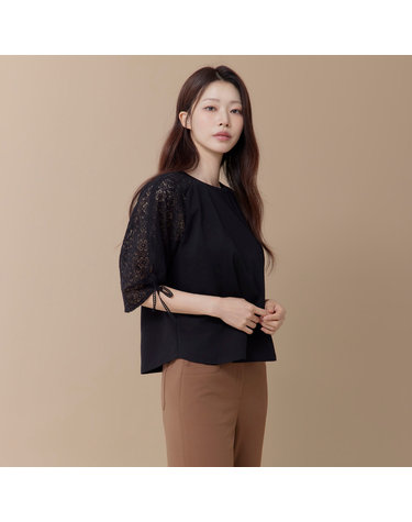 (2컬러) 레이스 턴업 7부 티셔츠 LFTSQ803