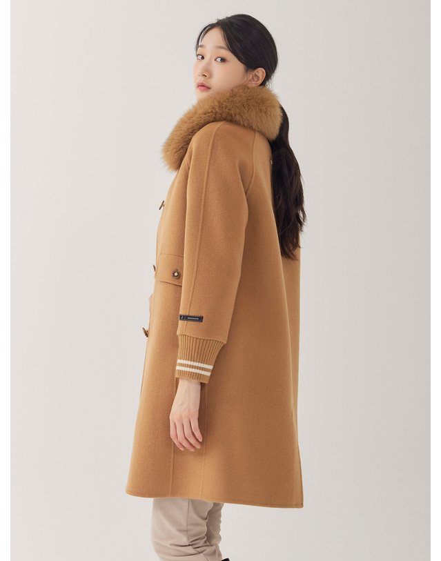 지센 폭스퍼카라 울 블렌디드 롱 코트 LCLCOB21_CA 착용컷