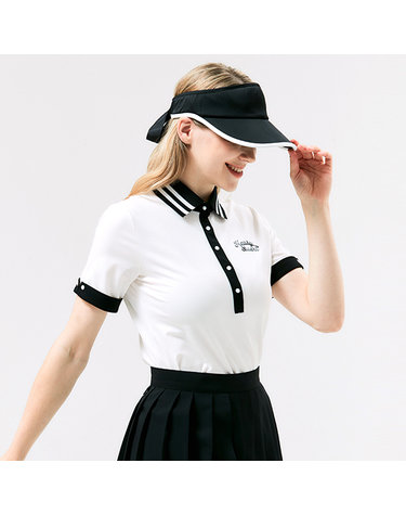 [헨리스튜어트] 골프 여성용 립 카라티셔츠 화이트