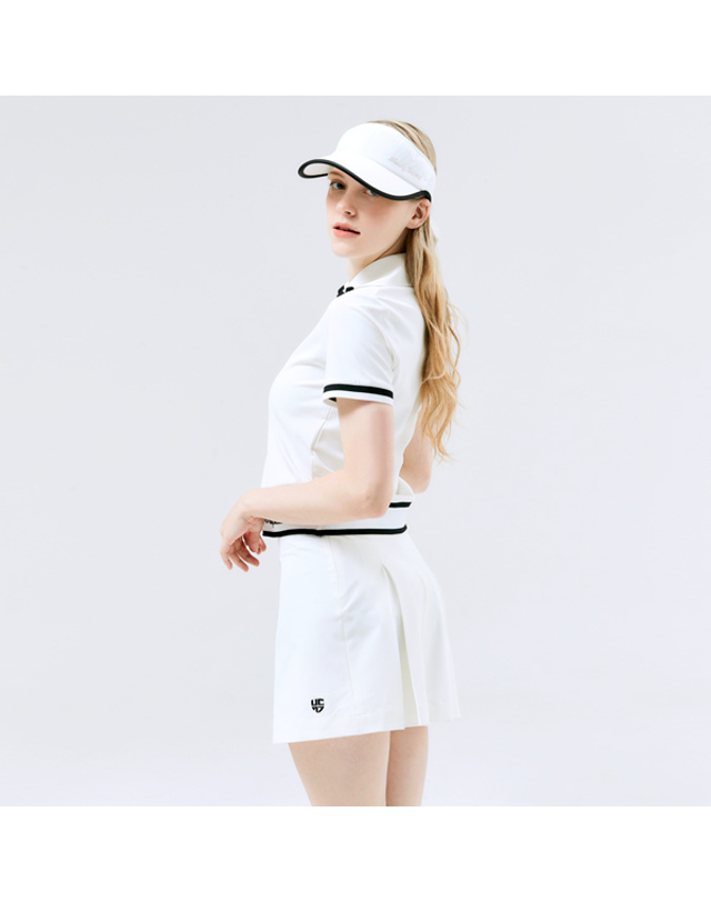 헨리 스튜어트 [헨리스튜어트] 골프 여성용 백플리츠 큐롯 스커트 화이트 착용컷