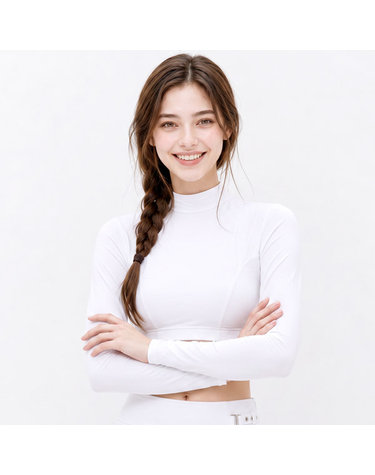 [헨리스튜어트] 골프 여성 냉감 하이넥 크롭 이너 티셔츠 화이트