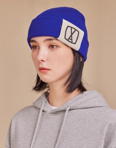 [NCT 지성 착용] [바잘] VA 스퀘어 빅라벨 비니 블루