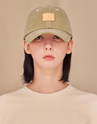 [바잘] VA 스퀘어 피그먼트 라벨 볼캡 딥그린