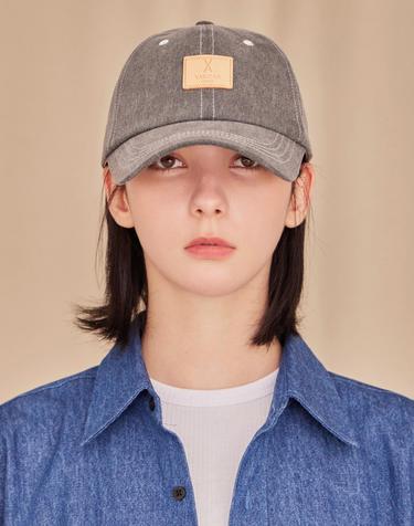 [바잘] VA 스퀘어 피그먼트 라벨 볼캡 블랙