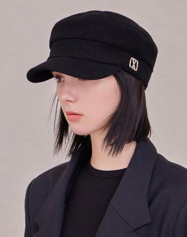 [스키즈 승민 CLC 장예은 EXID 솔지 착용] [바잘] VA 스퀘어 스터드 울 마도로스 캡 블랙