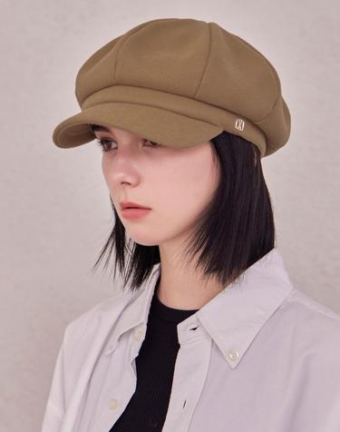 VA 스퀘어 스터드 울 뉴스보이 캡 베이지