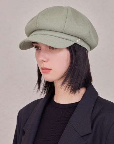 VA 스퀘어 스터드 울 뉴스보이 캡 그린