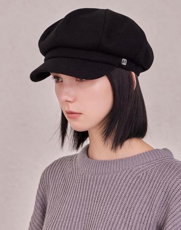 VA 스퀘어 스터드 울 뉴스보이 캡 블랙