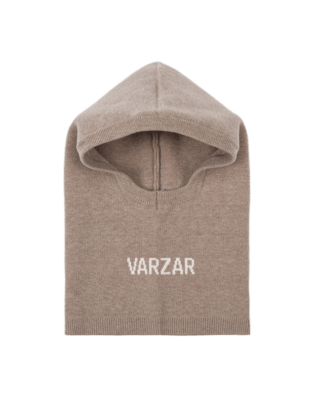 바잘 [바잘] VARZAR 로고 니트 바라클라바 베이지 착용컷
