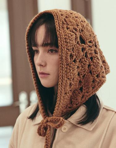 [바잘] 바잘 크로셰 레이스 반다나 브라운