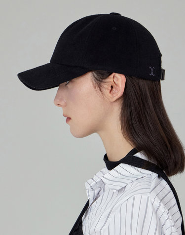 [바잘] VA 커브드 로고 모직 5패널 볼캡 블랙